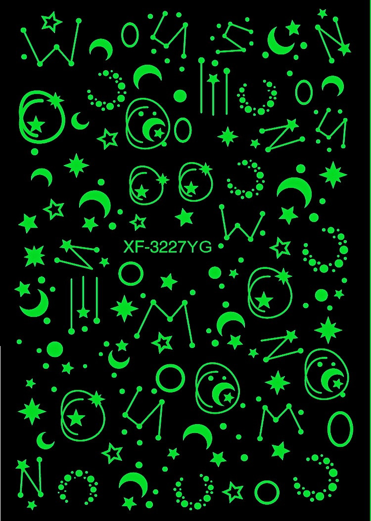Fluorescent Nail Art Moon Star Planet Sky Stickers Decals 3D Self-Adhesive NH21