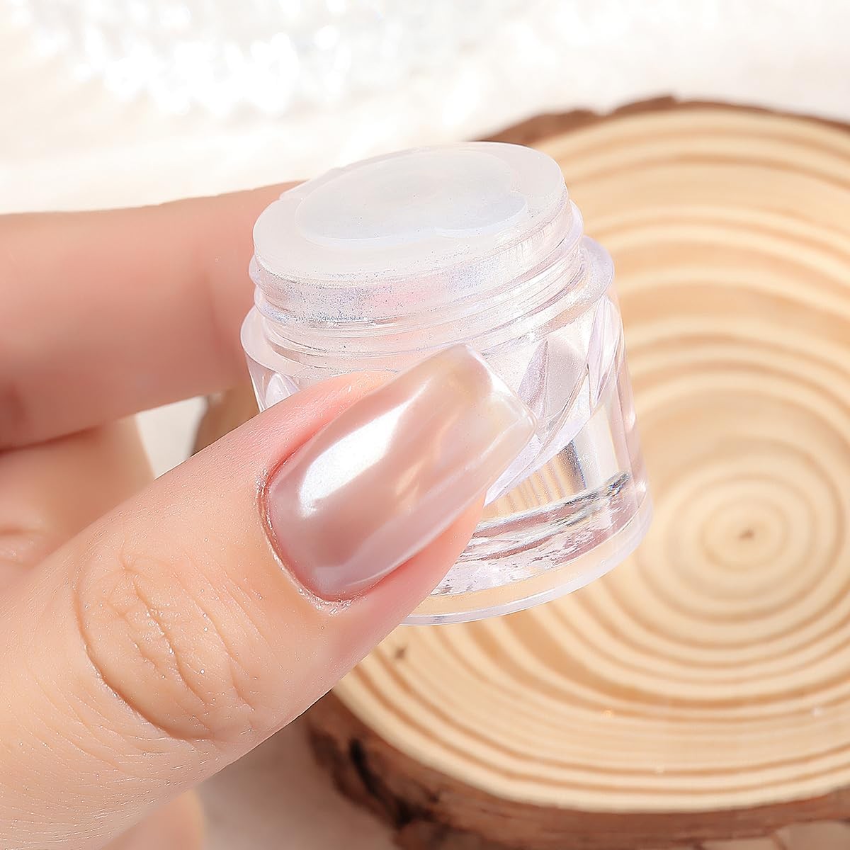 FSpronail Moonlight White Chrome Nail Powder, 2Pcs Pearl white