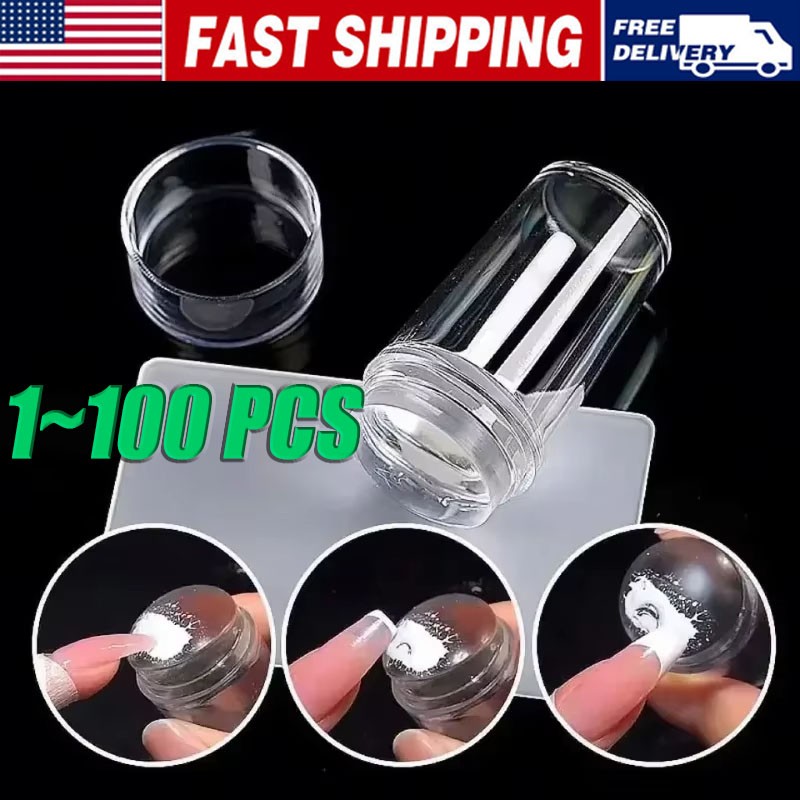Silicone Head Nail Stamp Set with Scraper French Nail Art Template DIY Tool Lot