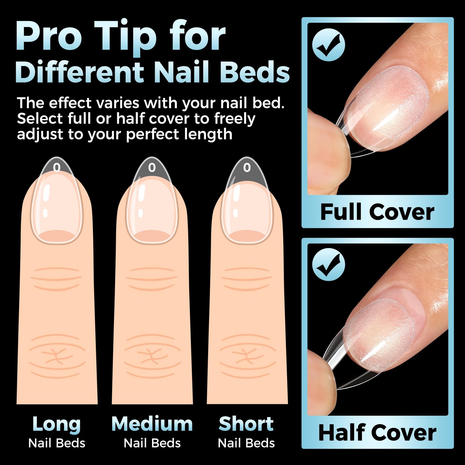 Short Almond Shape Nail Tips, Point Almond Gel x Nail Tips C1-Ponit Almond