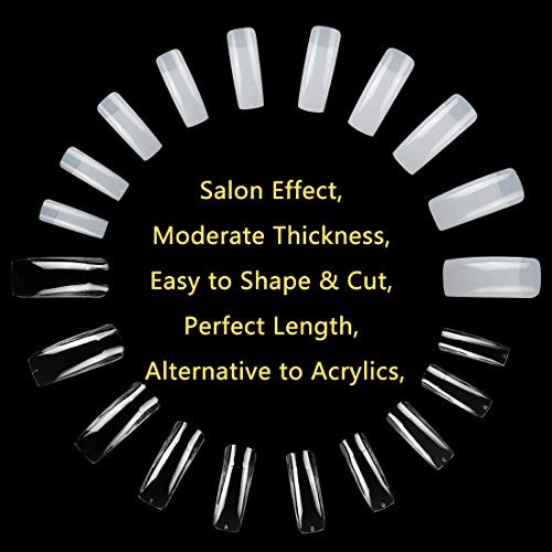 Pack Clear and Natural False Acrylic Nails Tips Half Cover 10 Sizes 500pcs 2