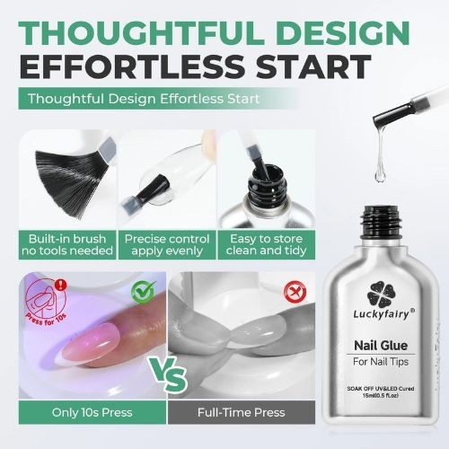 Super Strong Nail Glue Gel 15ml Extension Gel Glue for Nail Tips Clear Acrylic