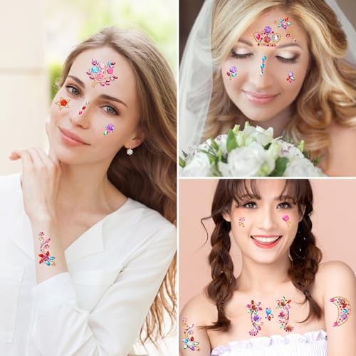 8 Sheets Colorful Gem Stickers Jewels for Crafts, Acrylic Glitter Self