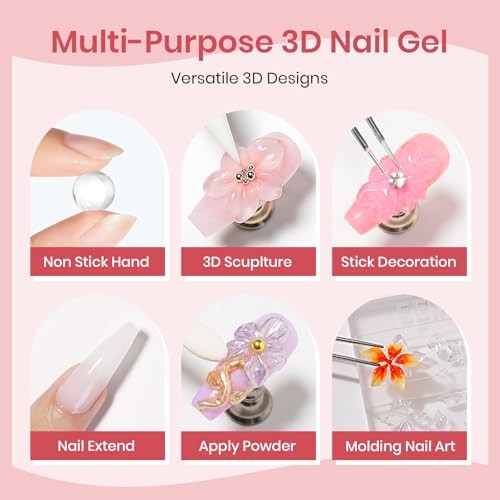 3D Nail Art Gel Clear and White Solid Builder Gel for Nails | Non Clear&White