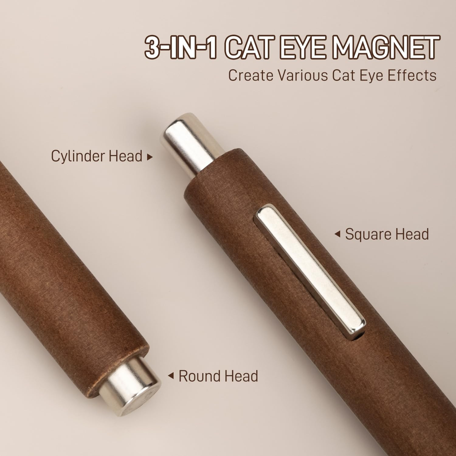 GAOY 3-In-1 Cat Eye Magnet for Nails, Cigar Shape Nail Magnet, Multi-Function Na