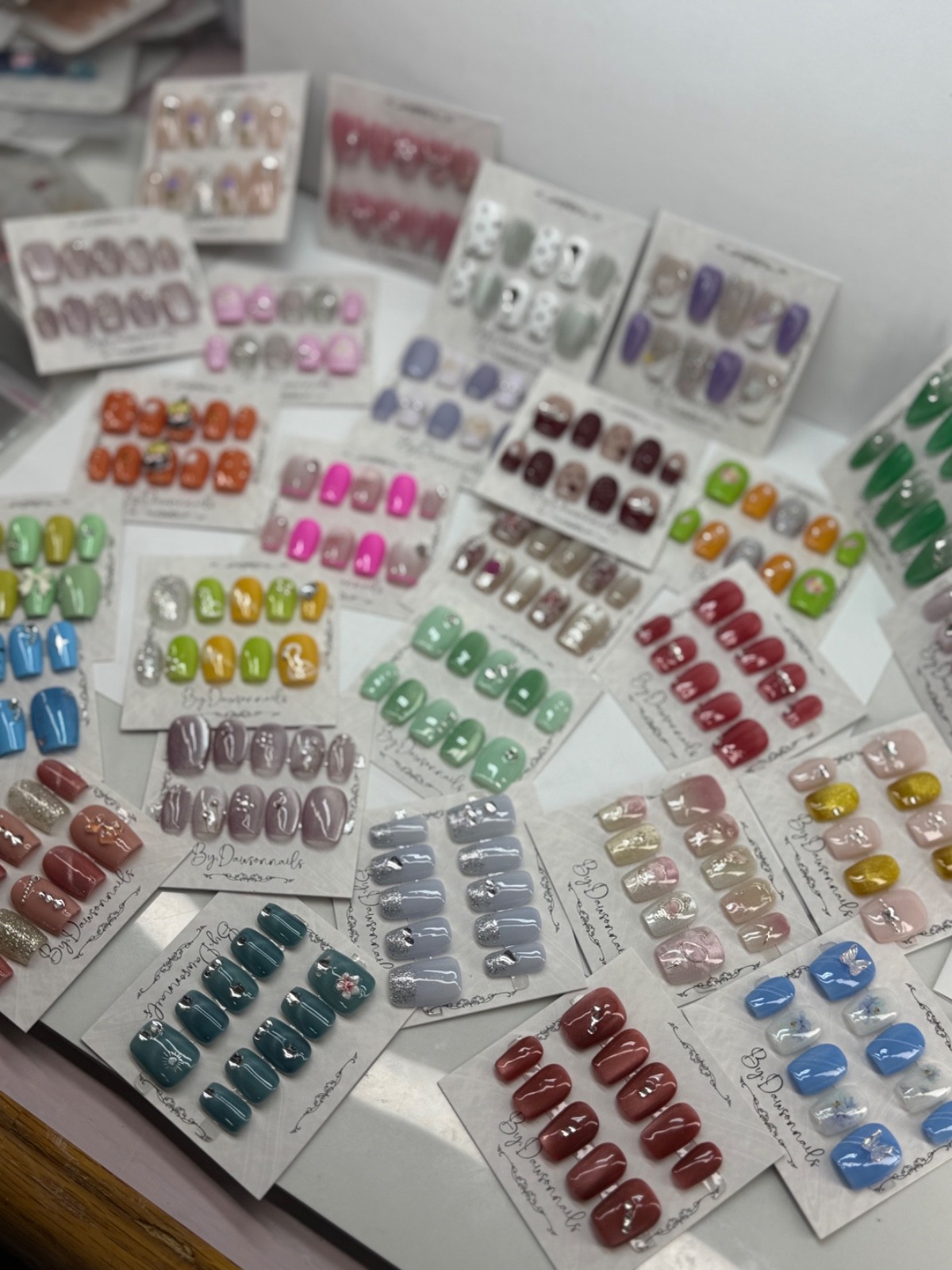 GRAB BAGS 4 pairs RANDOM DESIGN HANDMADE NAILS 3D collection sz Medium Short LOT