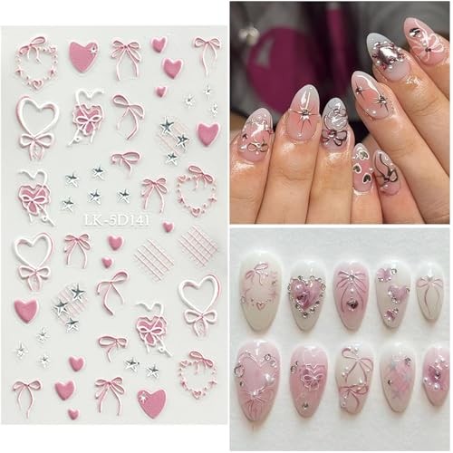 Flower Nail Art Stickers 5D Embossed Flower Nail Decals Spring Colorful-02