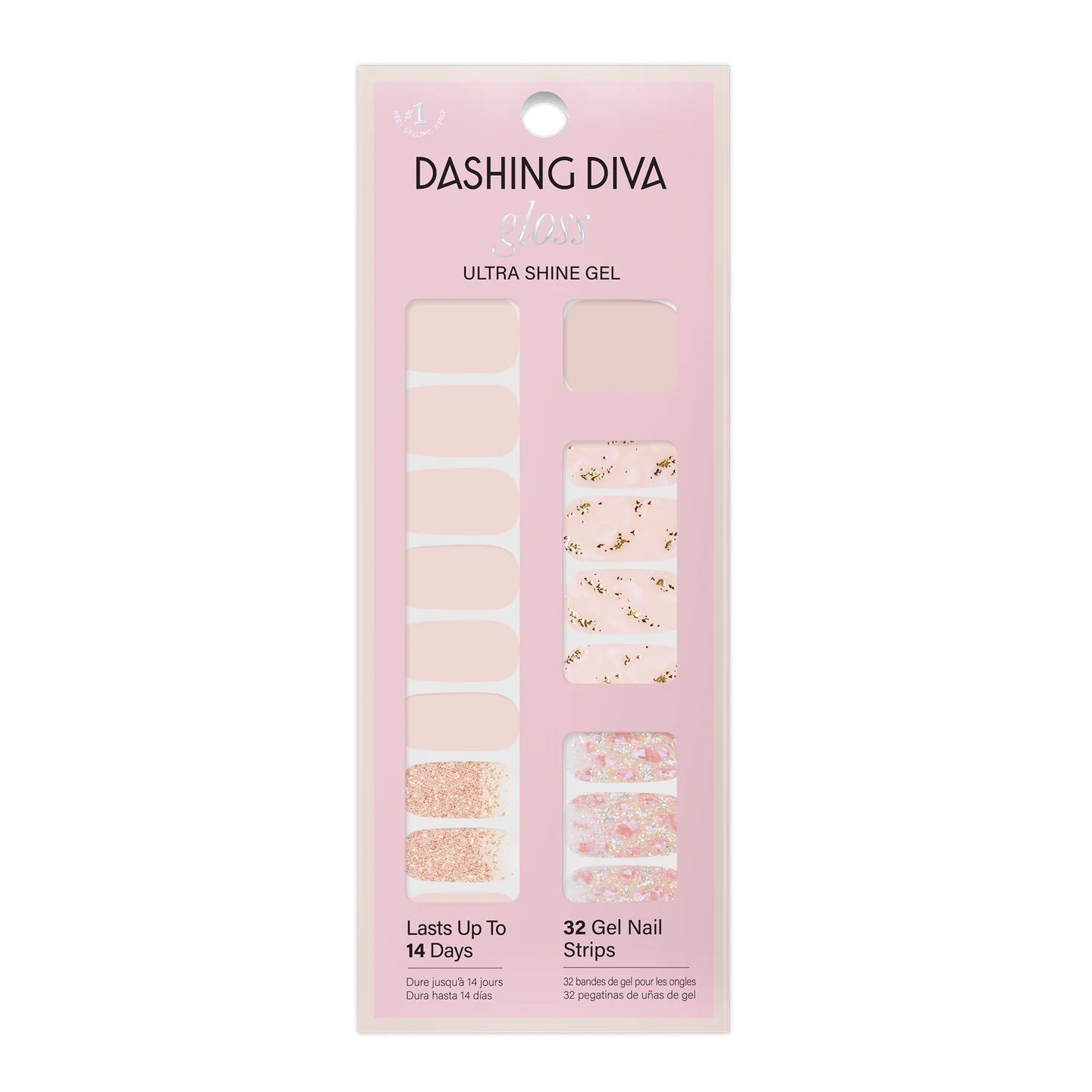 Dashing Diva Gloss Ultra Shine Gel Nails Glitter Strips Kit Crystal Clear NIB