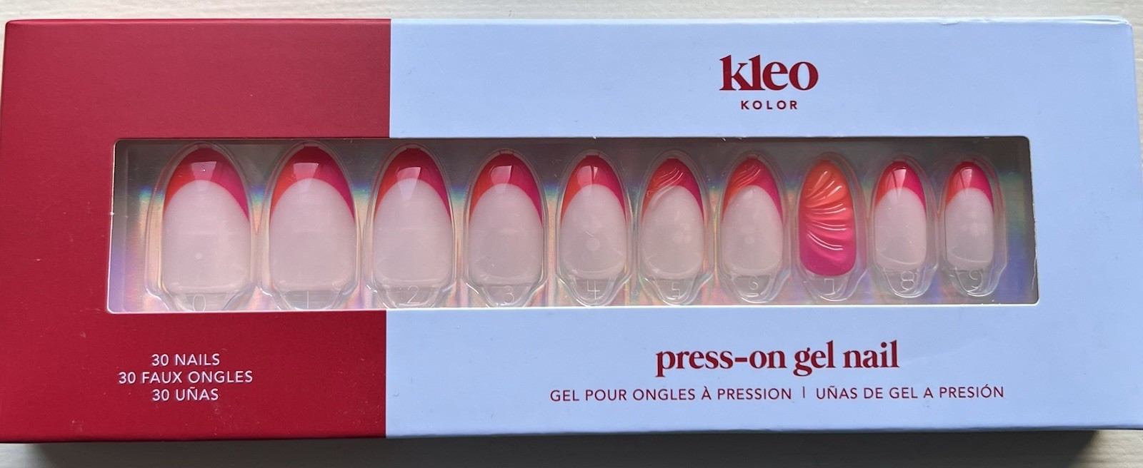 New Kleo Kolor Press-On Gel Nails 30-Pack~Tangerine Twist Long Almond Shape