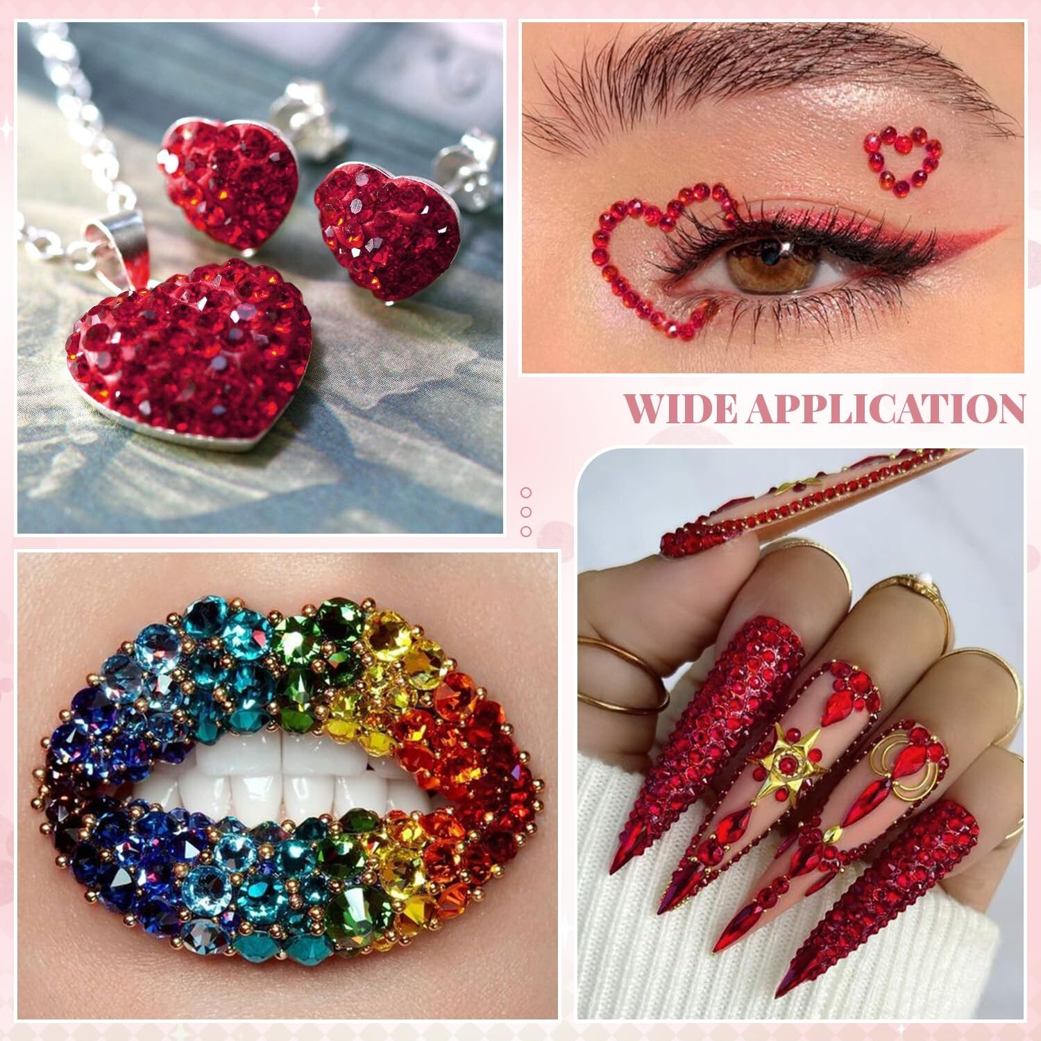 288 720 1440 pcs Crystal Siam Nail Art Rhinestons Flatback 3D Nails Decoration