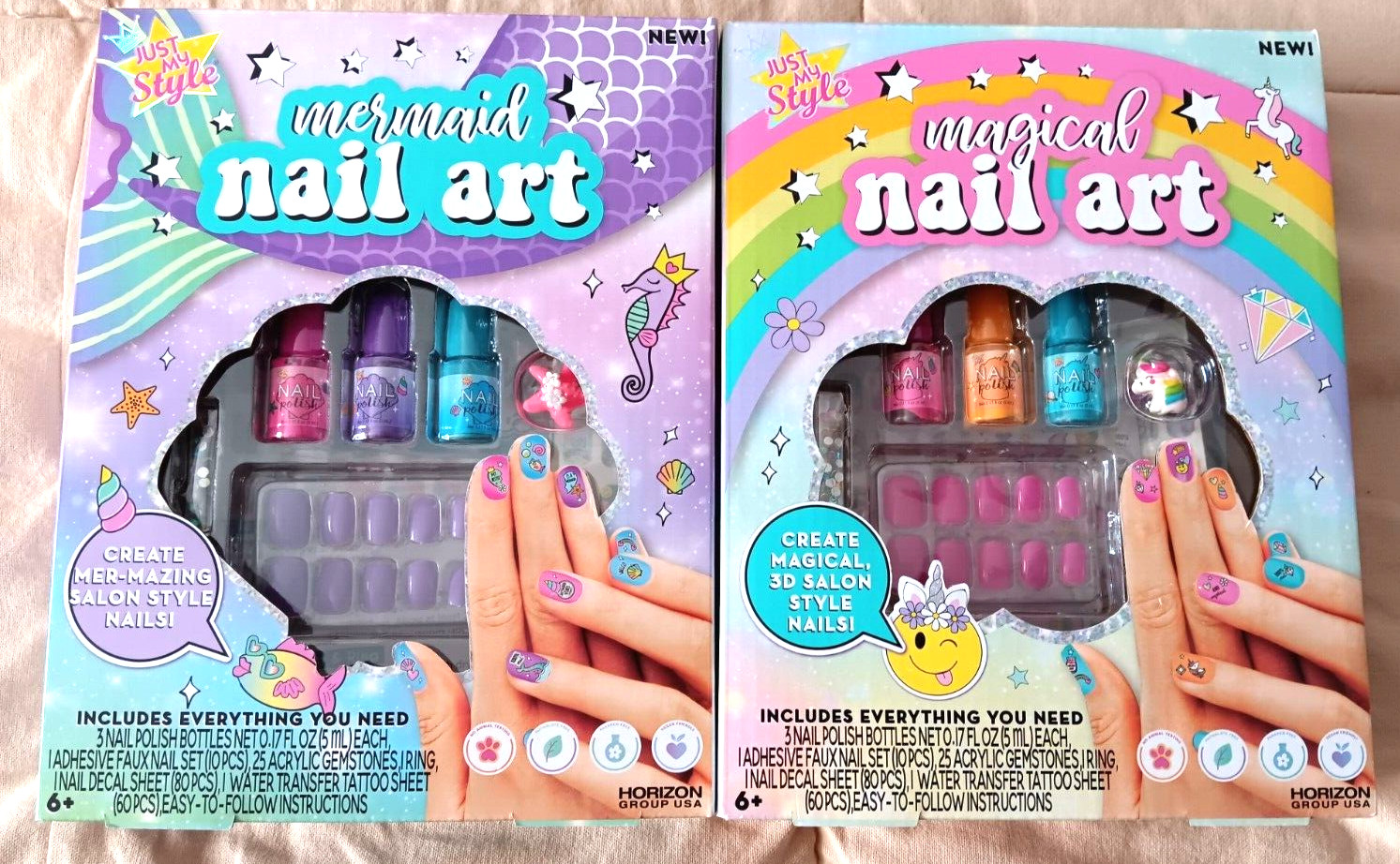 Mermaid Nail Art Lot Salon Style Faux Nails Ring Polish Gemstones Decals Tattoo