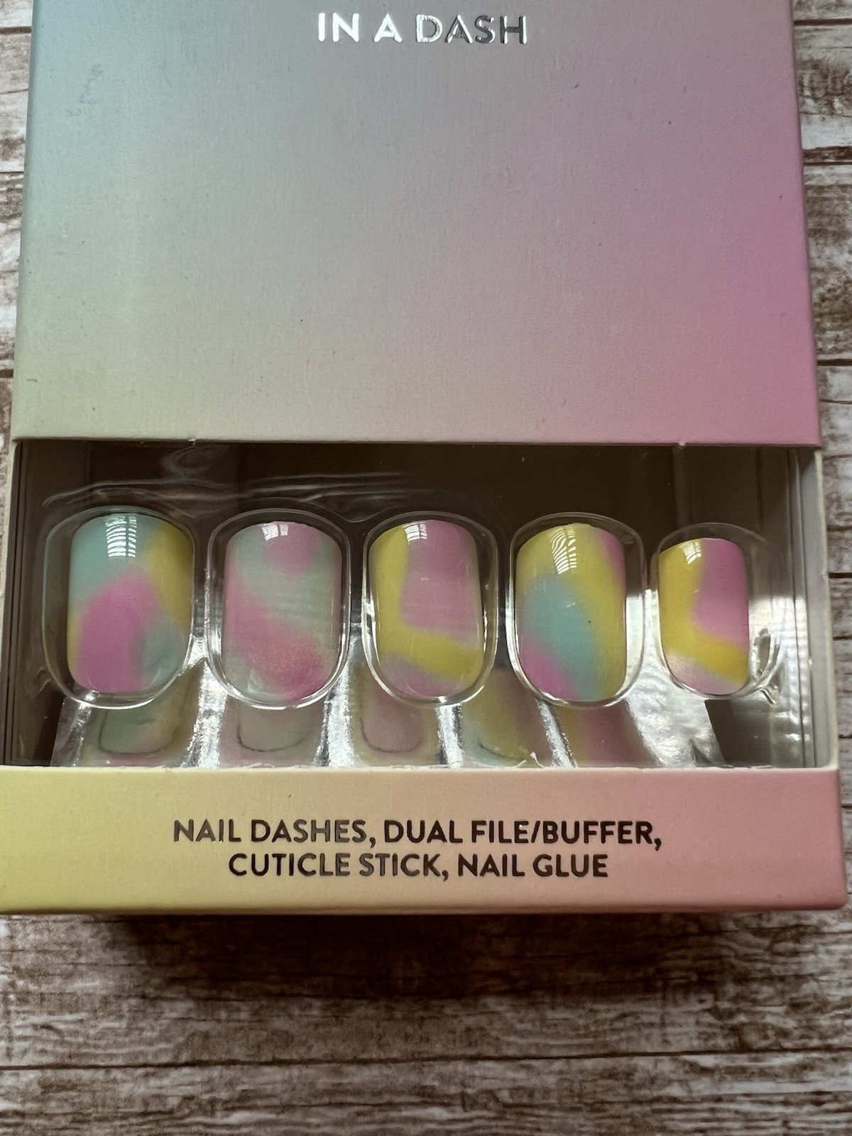 Red Aspen TIE DYE TIME BAILEY Short Square Press On Nail Dashes New!!