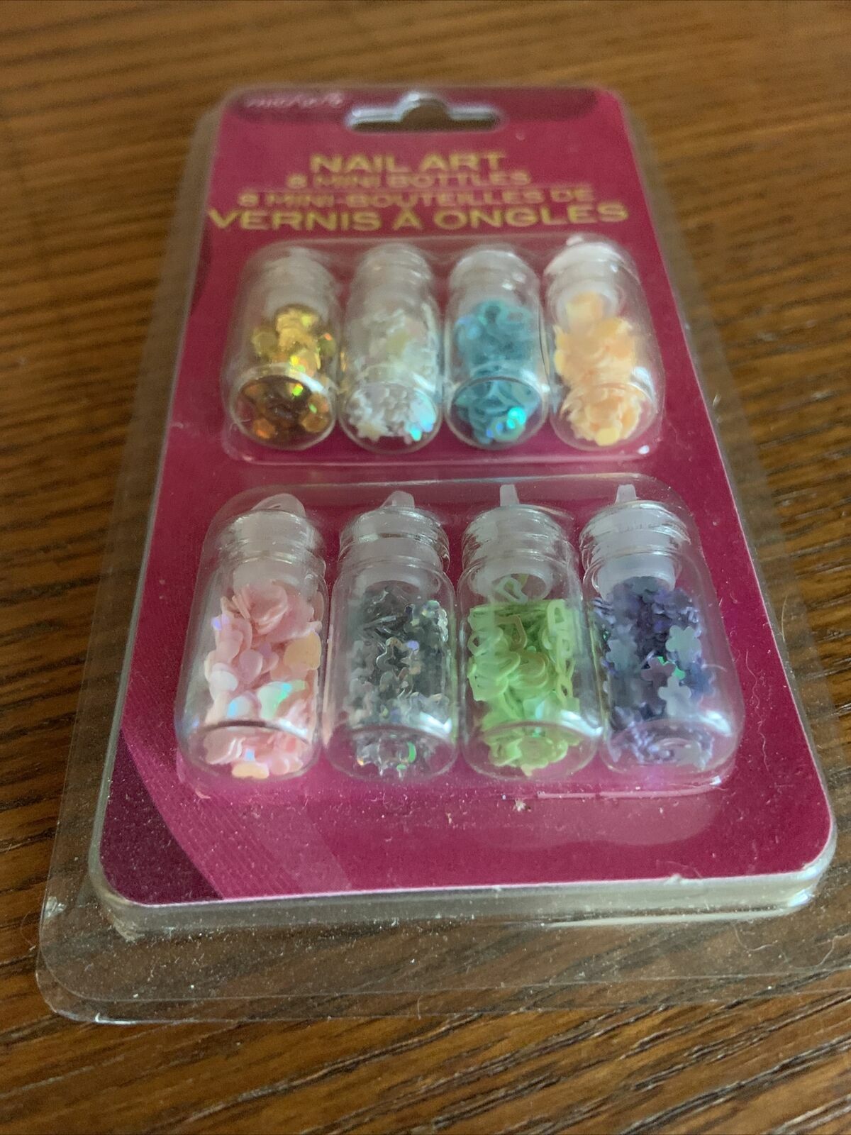 Donna Michelle Salon Basics Nail Art 8 Mini Bottles ~ Mini Hearts Stars ~ NEW