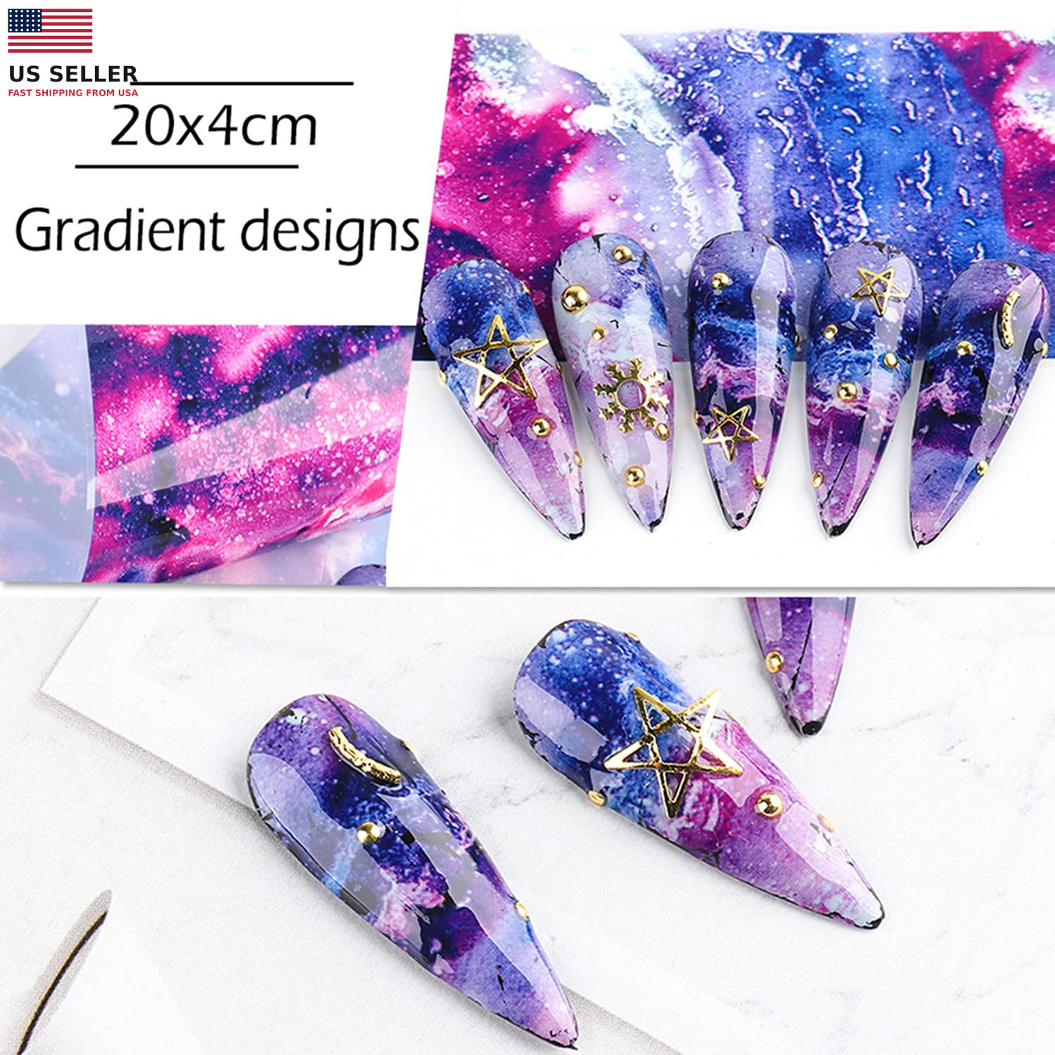 Starry Sky Nail Art Foil Transfer Stickers Decals Nail Art Film Colorful Starry