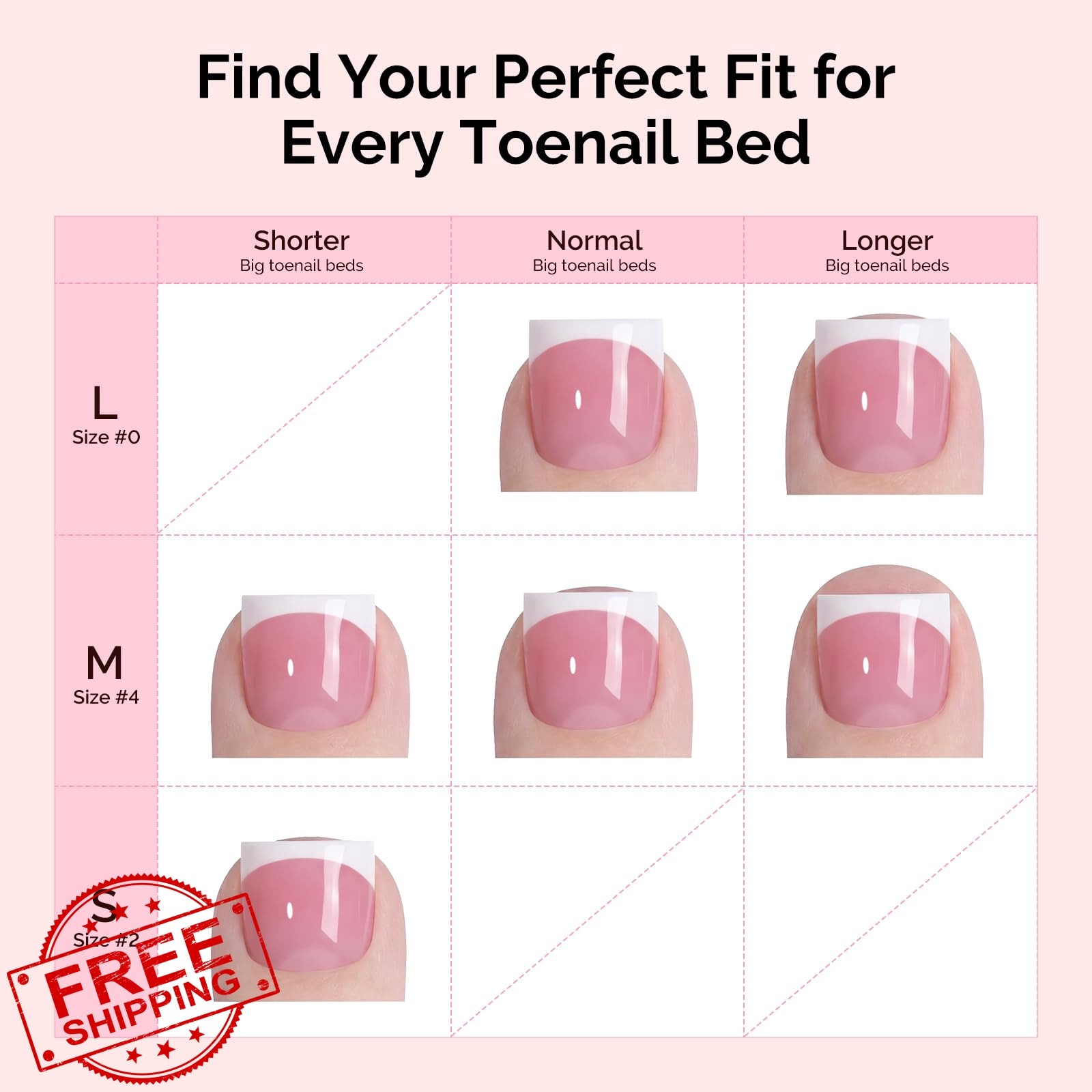 MelodySusie French Tips Press On Toenails,Sharp Square 300Pcs 15 Sizes X Pre-…