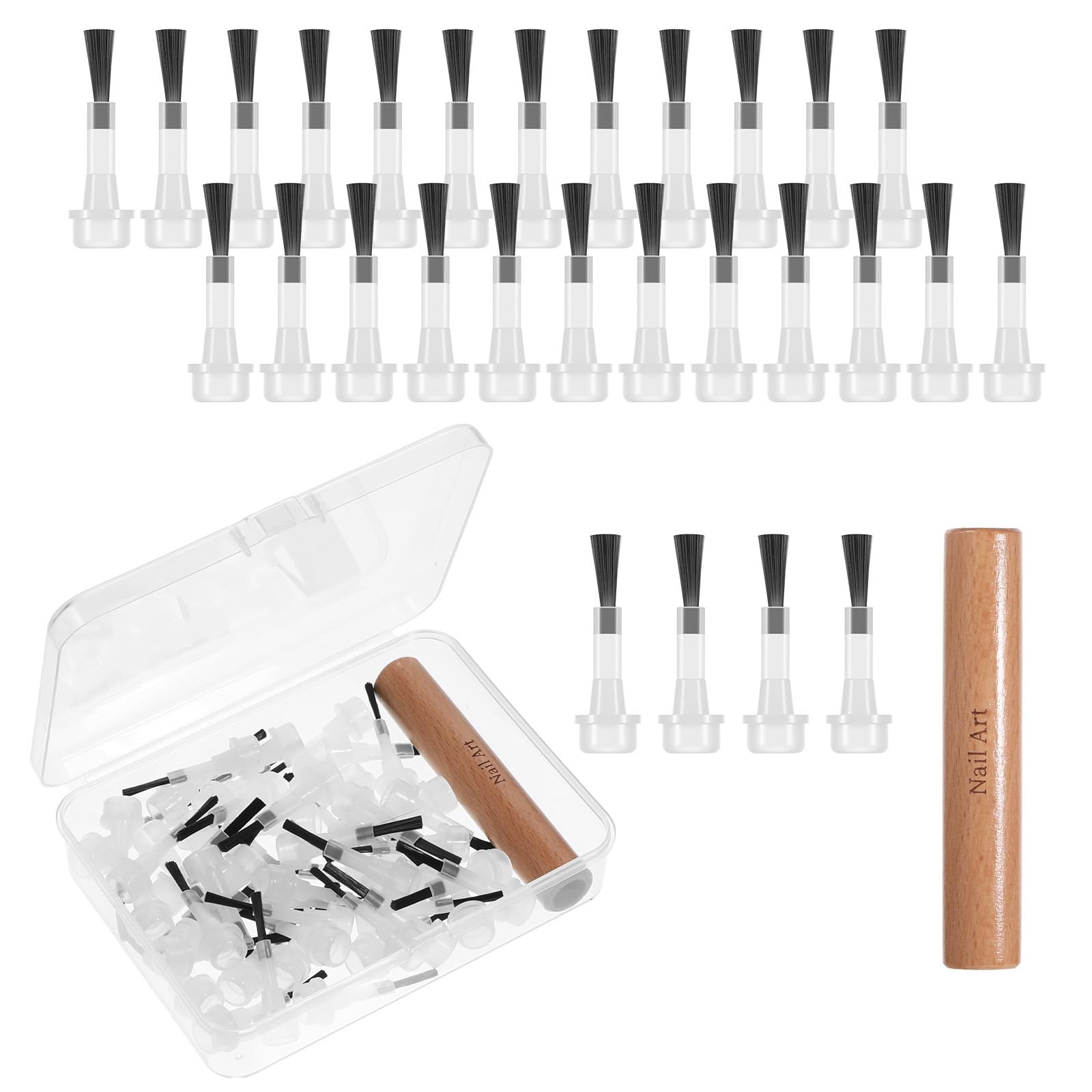 50 Pcs Nail Polish Brush, Disposable Gel Nail Polish Brushes with Handle, Man…