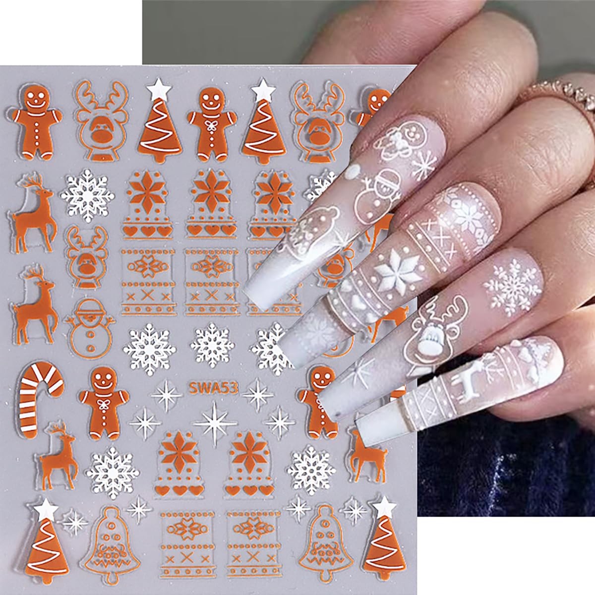 New Year Nail Stickers 3D Self-Adhesive Decals Decoration Supplies for Women