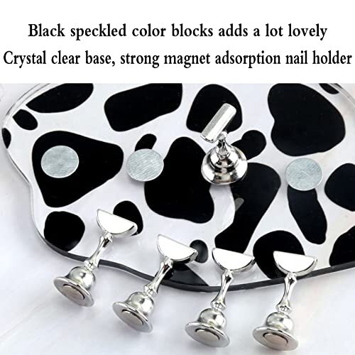 1Set Acrylic Nail Stand with 42pcs Reusable Putty Metal Nail Holder for White