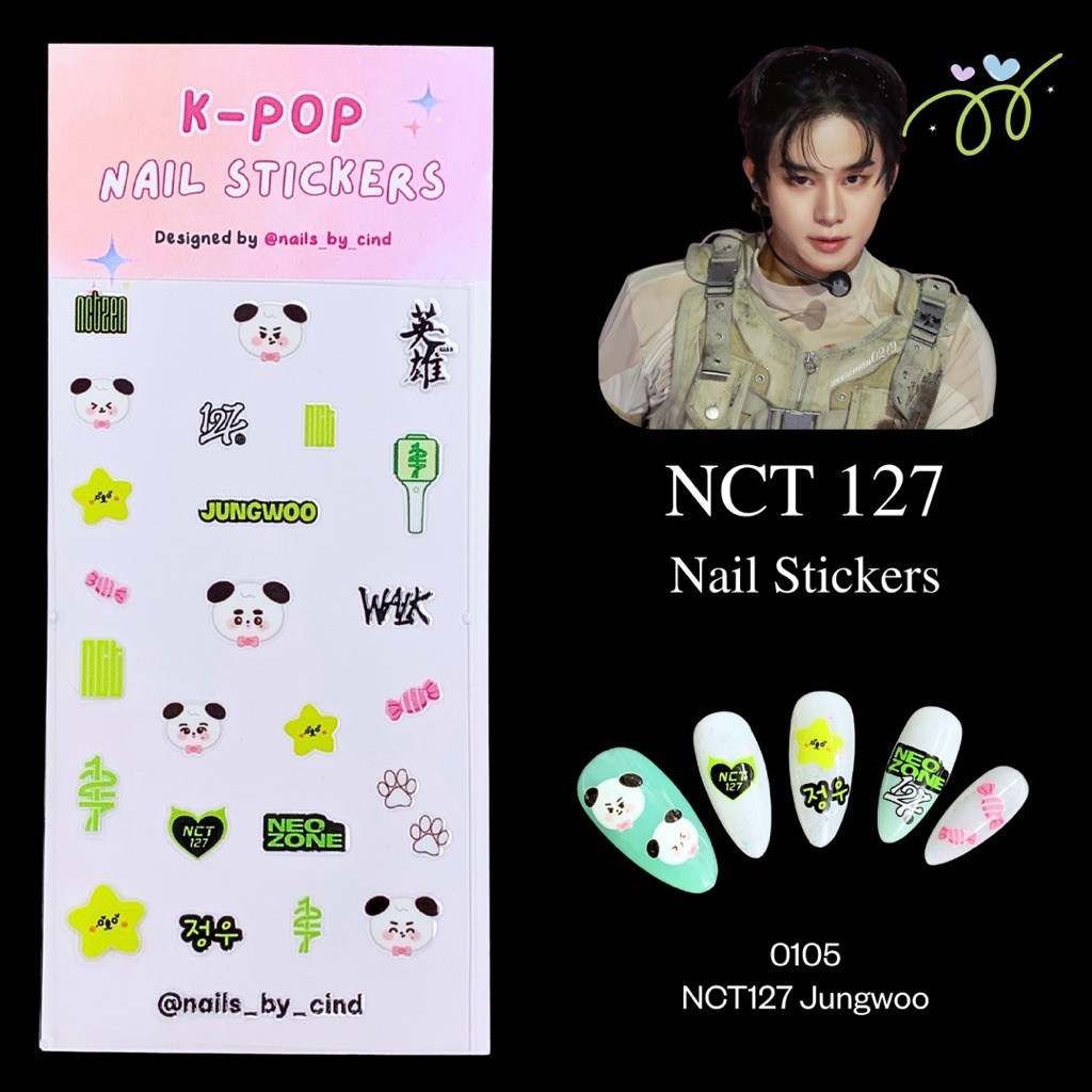 NCT 127 KPOP NAIL STICKER FAN MADE KOREA YUTA DOYOUNG MARK LEE HAECHAN I Z10