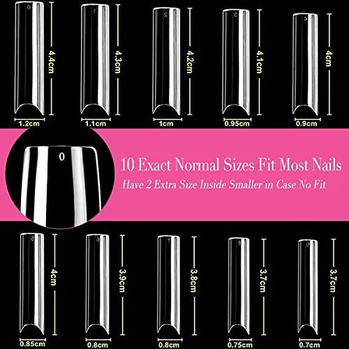 Tapered Square Nail XXL Tips 120 PCS No C Curve Gel Extra Long Half Straight
