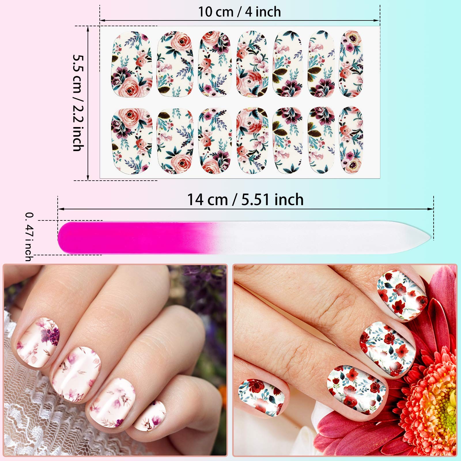 12 Sheets Full Wraps Nail Polish Stickers Self Adhesive Nail Art Decal Strips