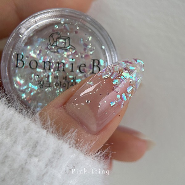 Bonnie B Pink Icing Nail Glitter Aurora Clear Ice Effect Chunky Mix Nail Art