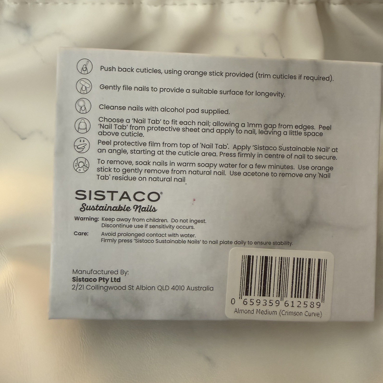 Sistaco Unreleased Sustainable Press On Nails Crimson Curve Almond Medium New