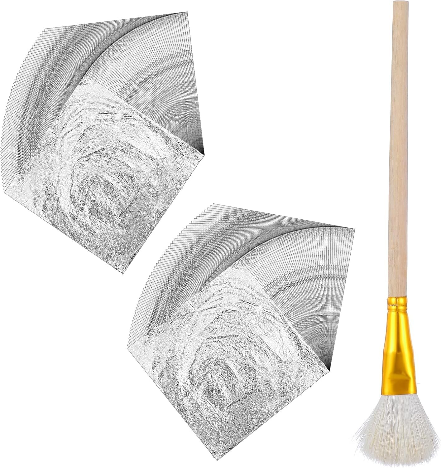 100 Pcs Silver Leaf Sheets with Brush – 5.5×5.5 Inch Aluminum Foil Paper for Gil