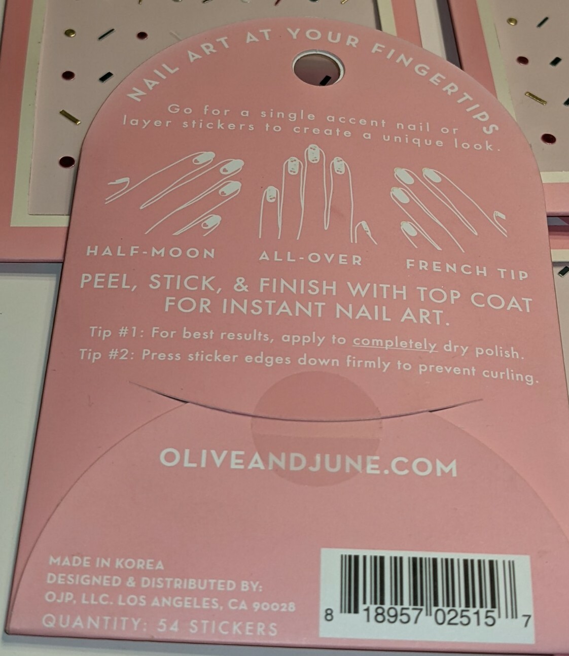 Olive & and June Nail Art Stickers Sprinkles Decals. 4 Pack NEW