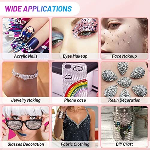 3600Pcs Gems Rhinestones with Makeup Glue, Tweezers Dotting Tools for B.clear