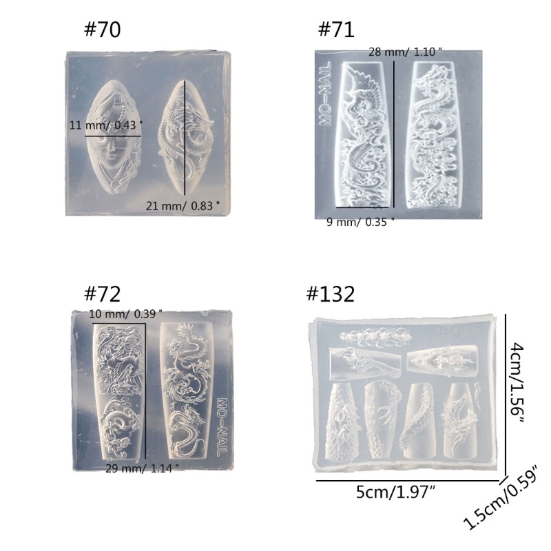 Silicone Mold Nail Art Casting Molds DIY Embossed Sculpture Tools Nail Stencils