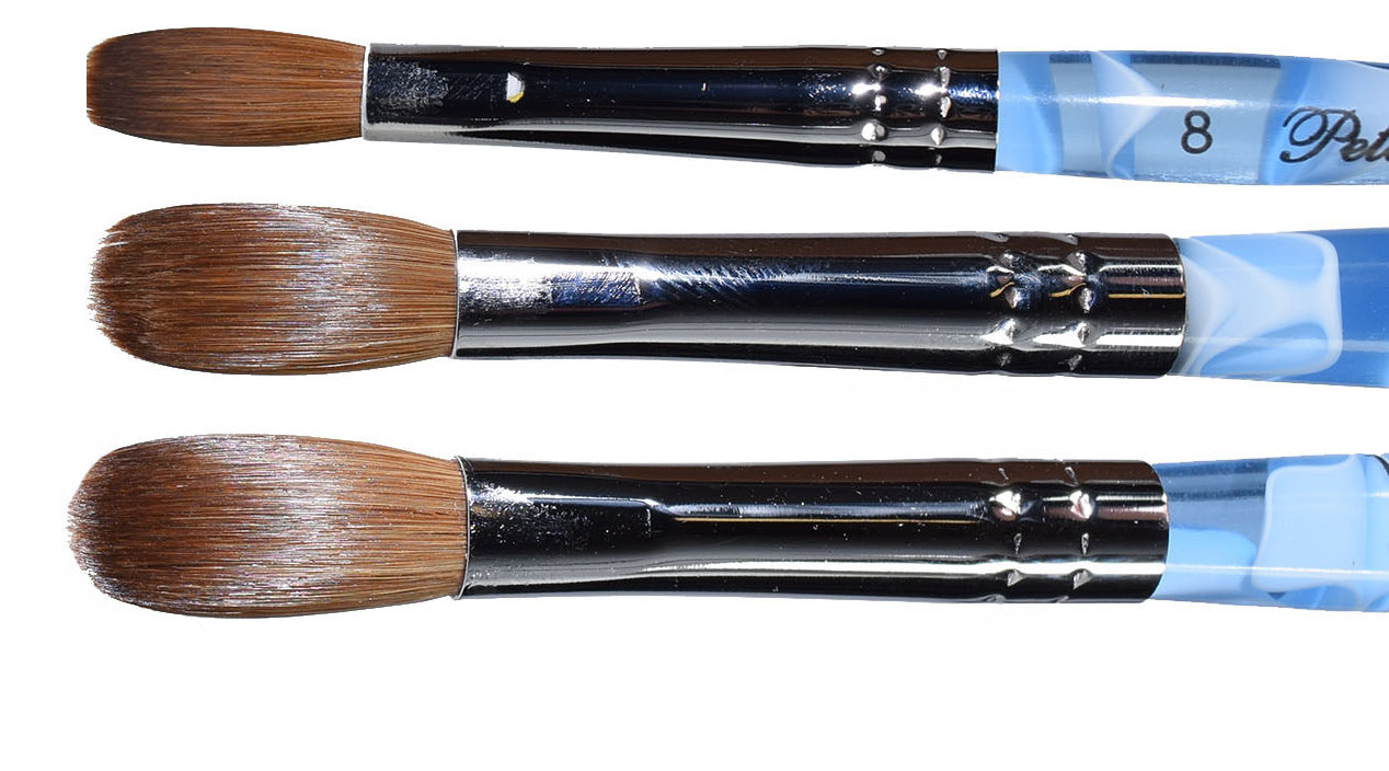 Petal Kolinsky Blue Marble Nail Brush for Acrylic Manicure Powder (Crimped)