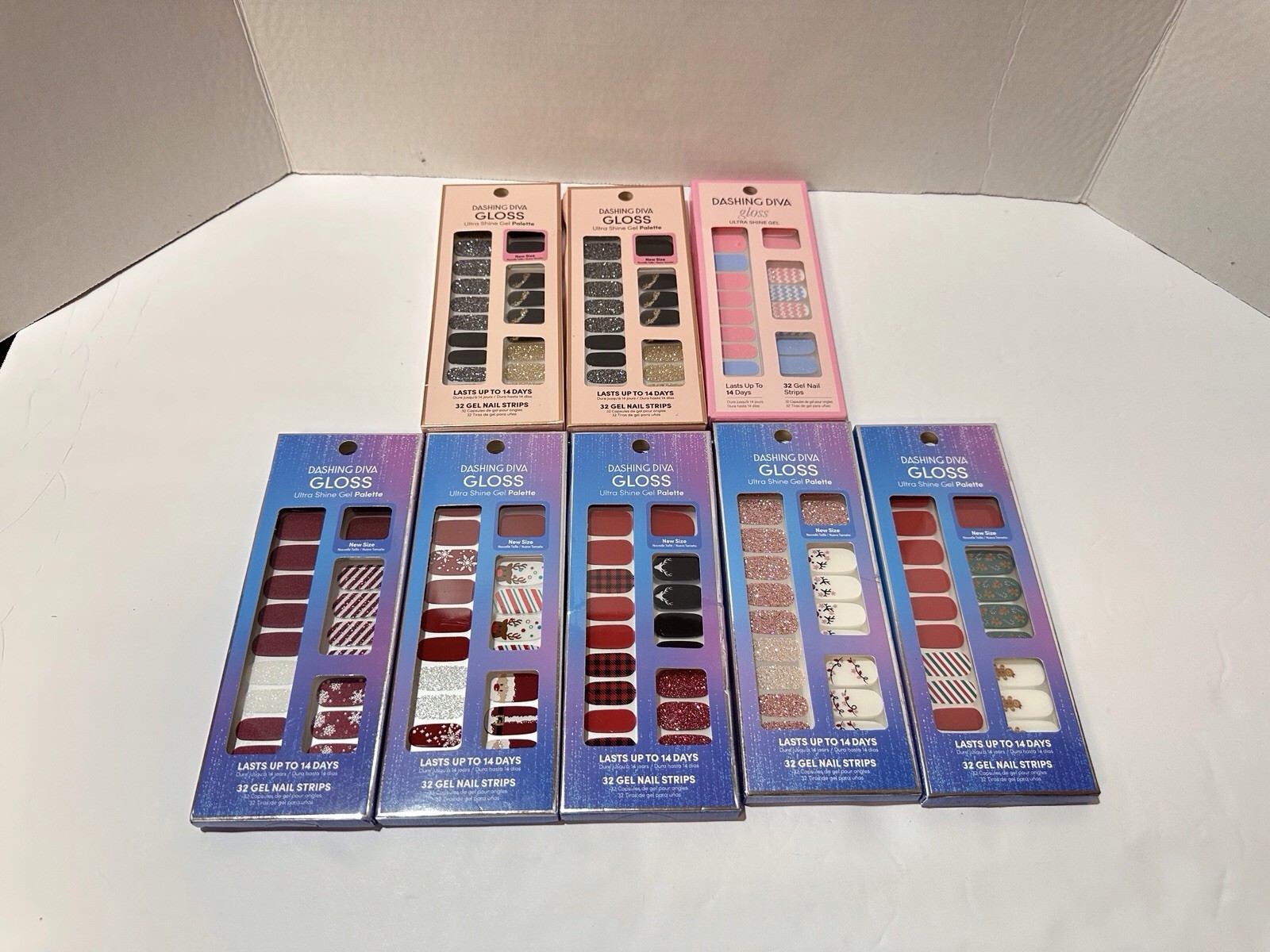 Lot Of 8 Pack Of Dashing Diva Gloss Ultra Shine Gel Palette Nail Strips NEW