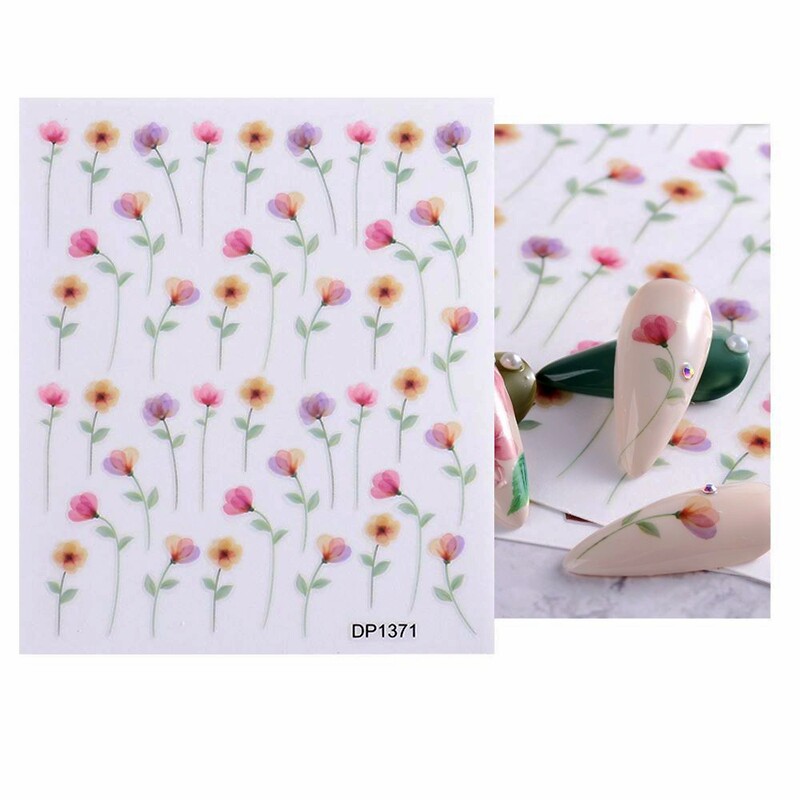 Bloom Branches Nail Stickers Rose Daisy Blue Lily Bird Butterfly Nail Decal