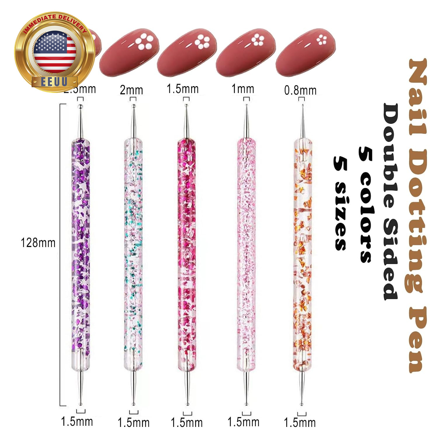 Nail Art Tool, 5 Pcs Nail Dotting Pens, 3 Pcs Nail Brushes and Nail Liner Pens,