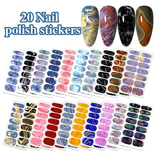 20 Sheets Marble Design Nail Polish Strips Full Nail Wraps KIT7 Marble Designs