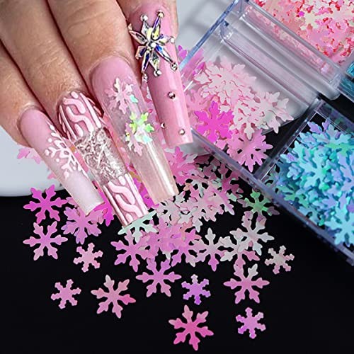 Blue Snowflakes Glitter Sequin for Nail Art Decorations, DIY Snowflake Nail