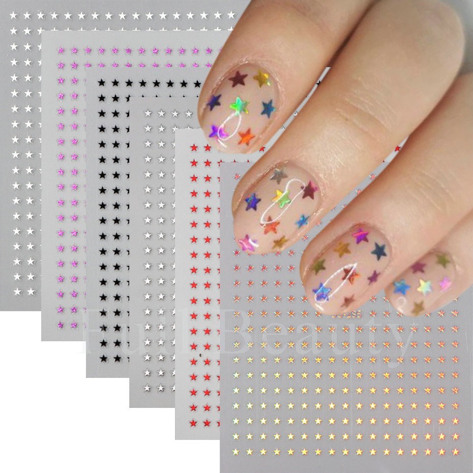 Stars Nail Art Stickers Decals 6 Sheets Supplies Self-Adhesive Peel SO285 NS53