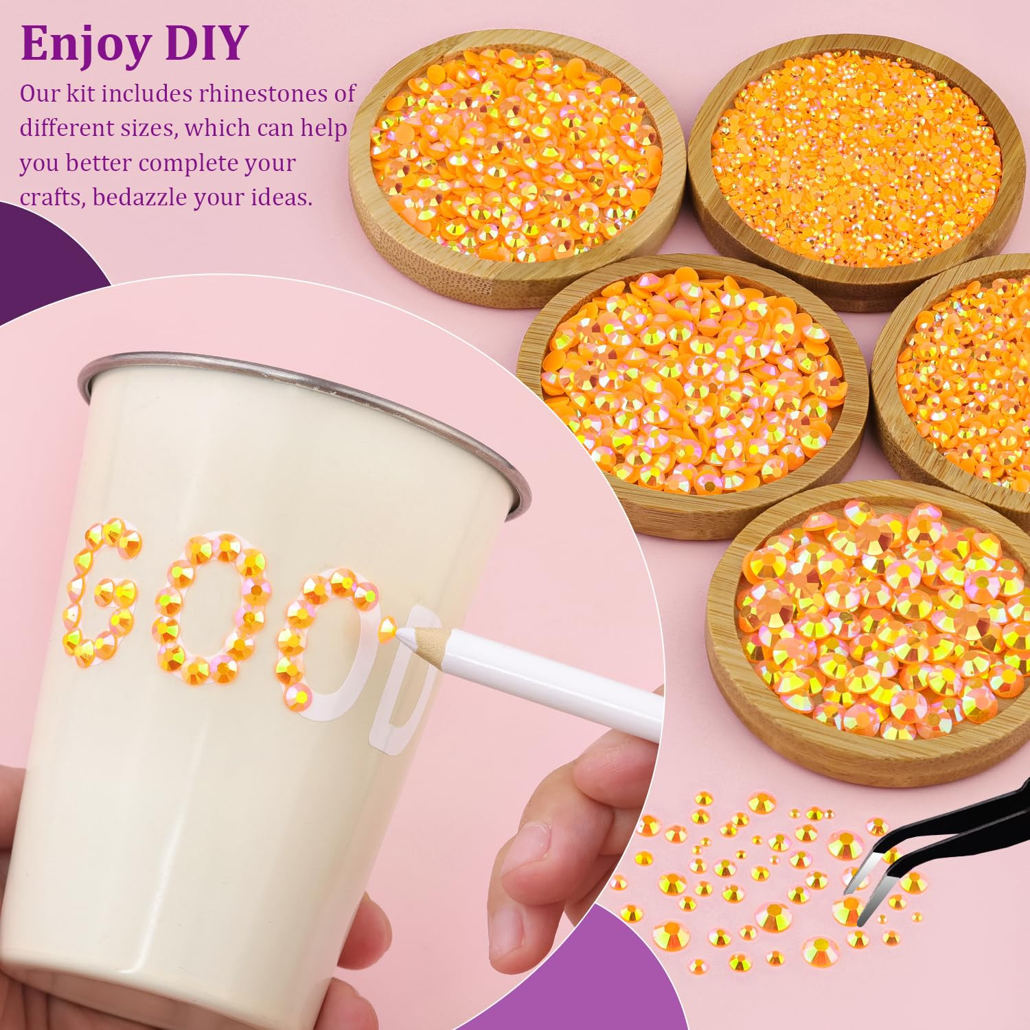 Resin Jelly Rhinestones for Crafting with B7000 Jewelry Glue, 1 Box Light Orange