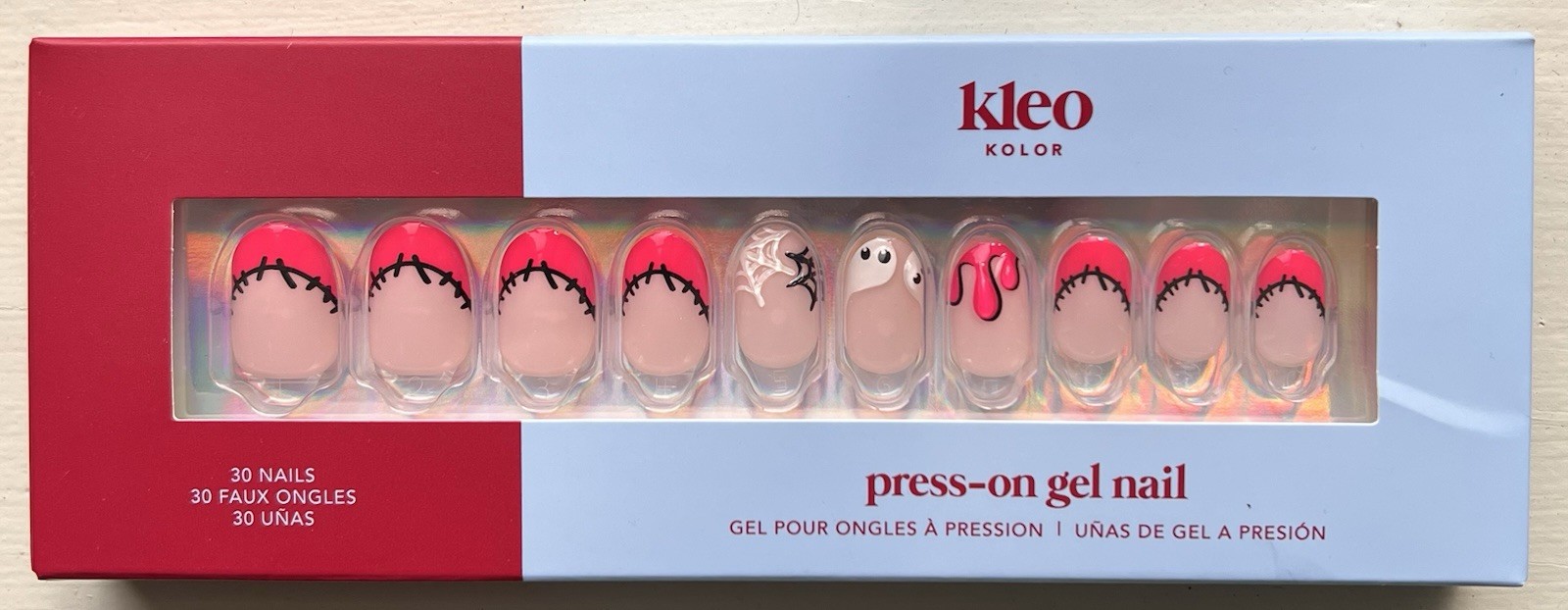 New Kleo Kolor Press-On Gel Nails 30-Pack~Hot Ghoul Halloween Short Round