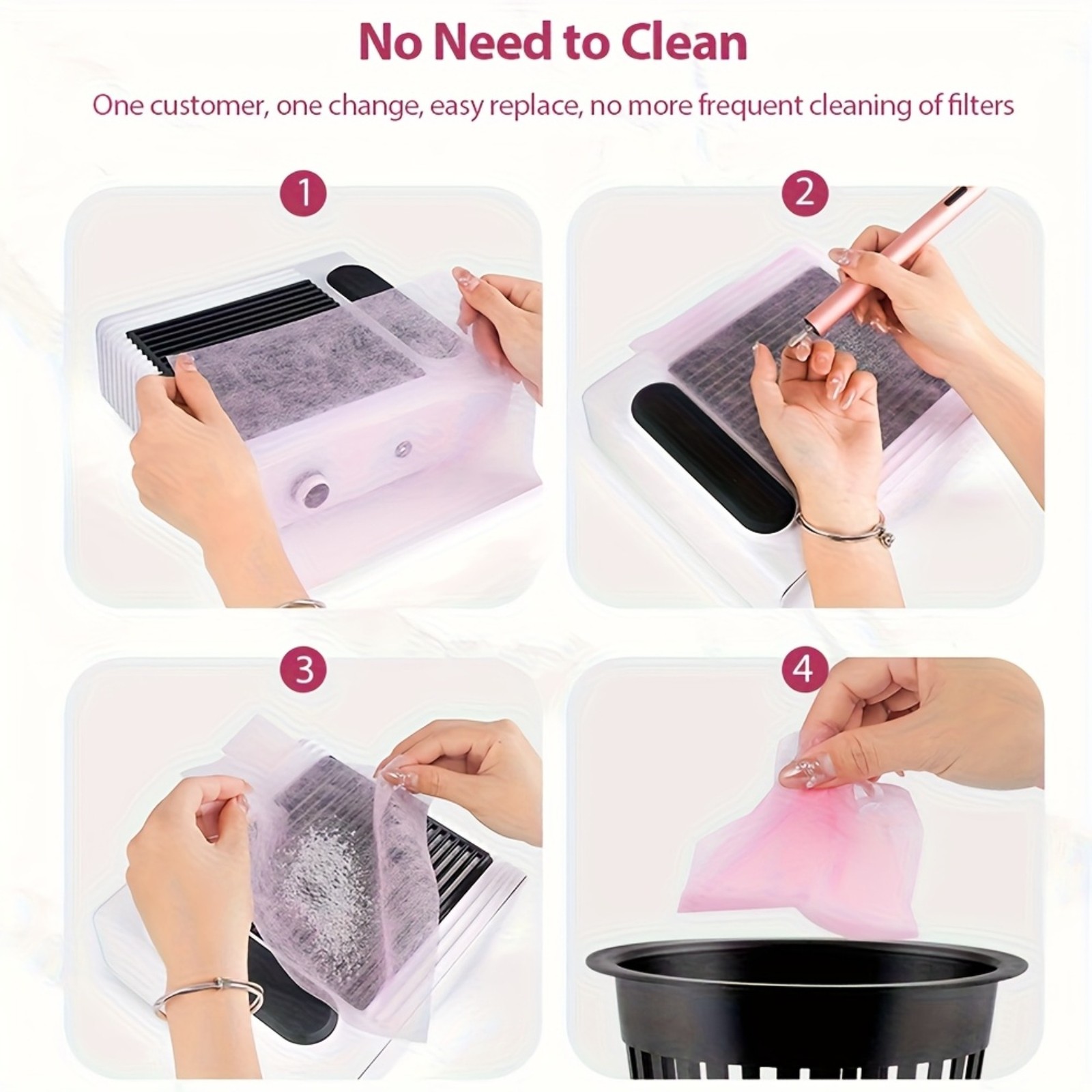 Set of 100 Replacement Filter Papers Dust Pads for Nail Art Vacuum Dust
