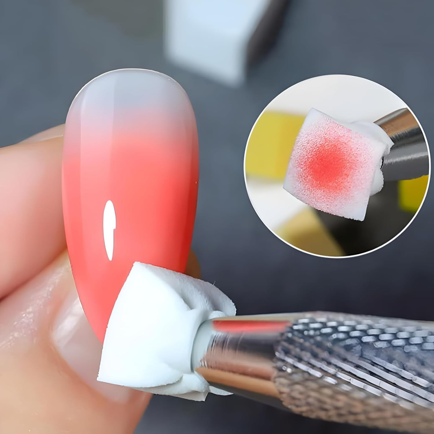 100 Pcs White Soft Nail Sponges for Ombre, 4 Claws Nail Sponge Metal Grabber,Omb