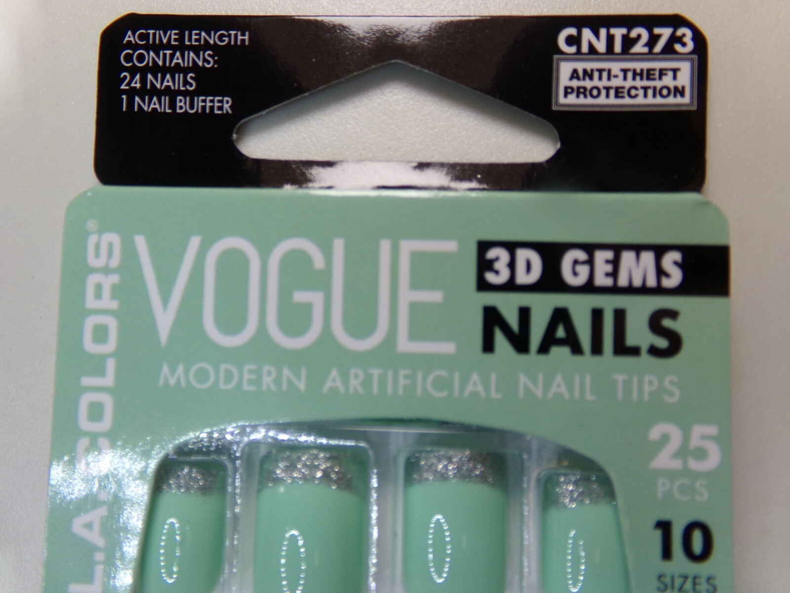 LA Colors Vogue Nails Mint Green (Modern) GLUE-On Active Short Length