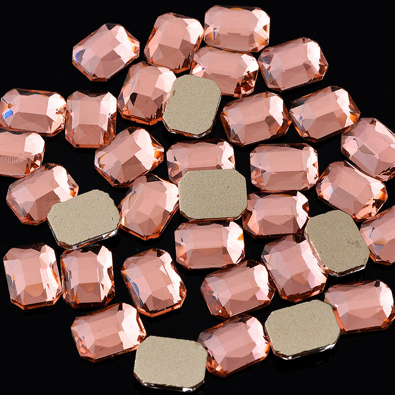 20pcs 6x8mm Nail Art Shaped Rectangular Flat Bottom Glass Rhinestone