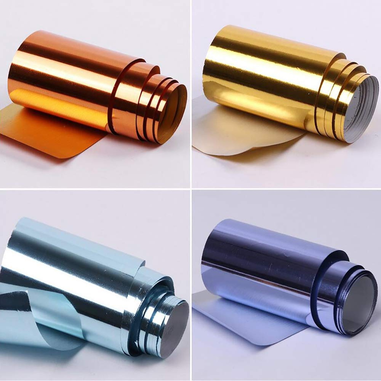 MWOOT 10 Rolls Metallic Color Holographic Nail Foil Transfer Sticker Set, Sta…