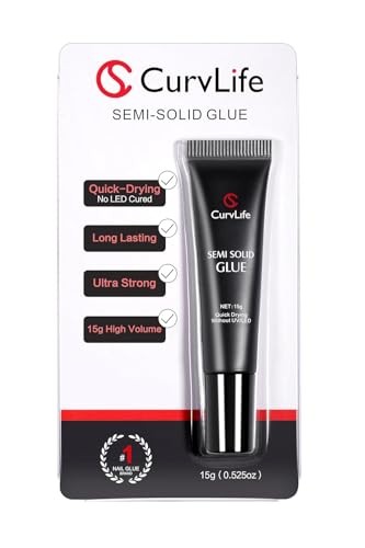 Curvlife Super Strong Nail Glue 15g, Quick Drying, No UV Light Needed LED