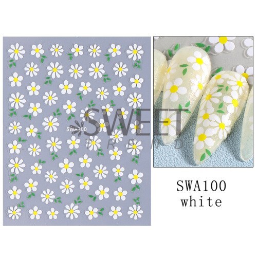 3 Sheets Daisy Stickers Nail Art DIY Design Waterproof Decal Manicure SWA NH28