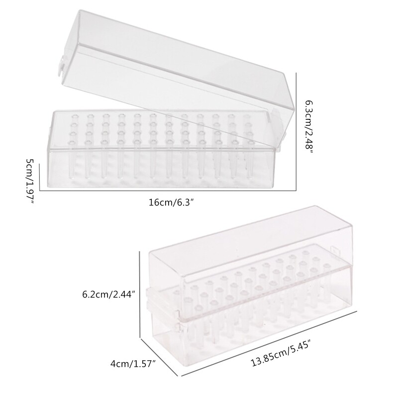30/48 Holes Nail Drill Bit Box Clear Manicure Tools Display Box Easy to Use