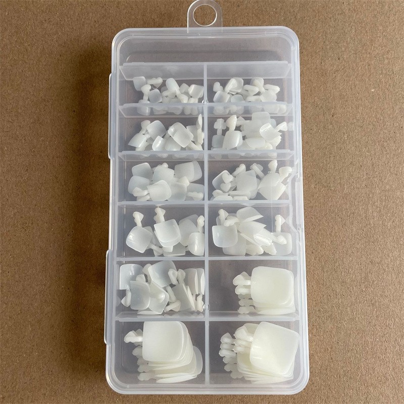 120PCS Women’sShort Square Acrylic Press Smooth Fake White Toenail Press