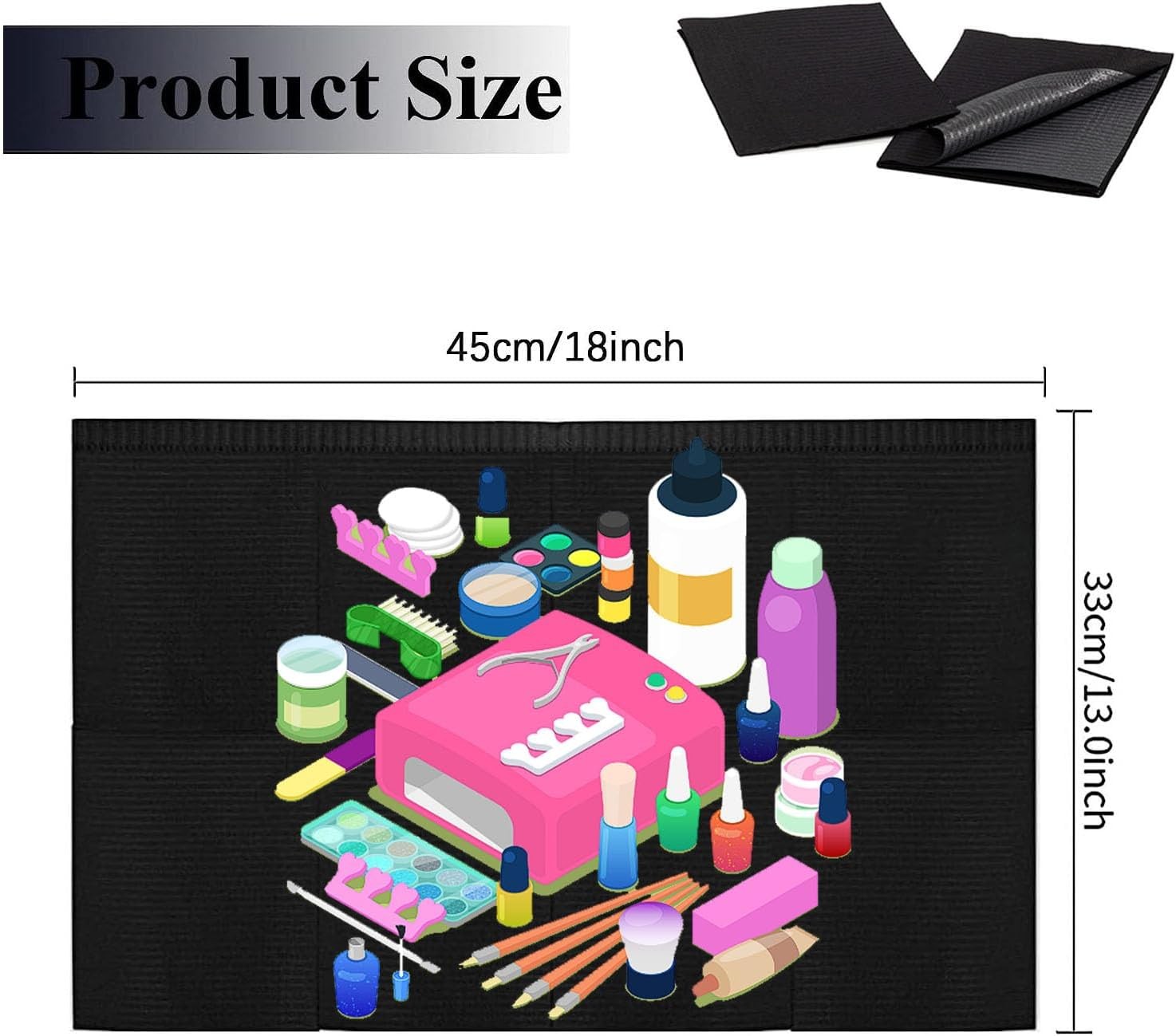Nail Table Mats Disposable Nail Art Paper Towels,50PCS Black Waterproof 3 Ply